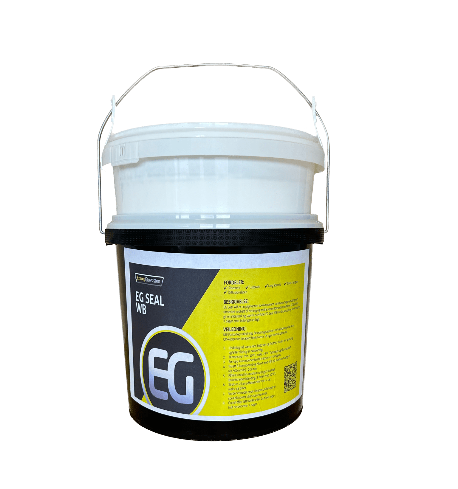 Produktbilde av EG Seal WB, vannbasert epoxy, herder og base i beholder